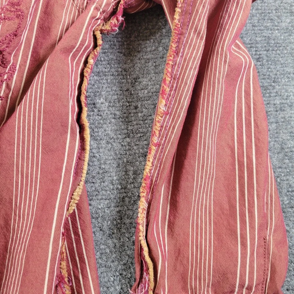RA.RE Shirt Mens 2XL Red Striped Embroidered Rose Button Up Made in Italy Cotton